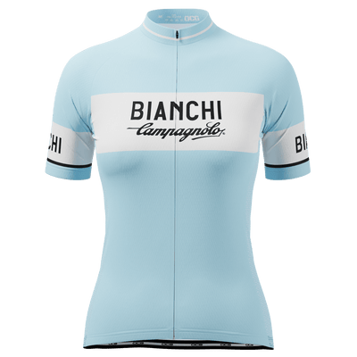 Maillot de cyclisme à manches courtes Bianchi rétro pour femmes