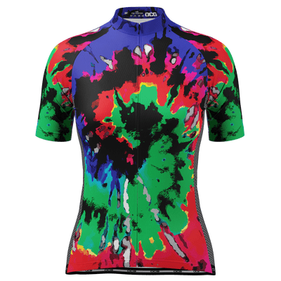 Maillot de cyclisme à manches courtes pour femmes en tie-dye dégradé de couleur