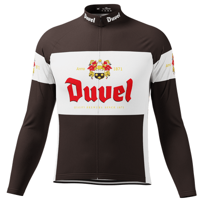 Herren Duvel Black Retro Langarm Fahrradtrikot