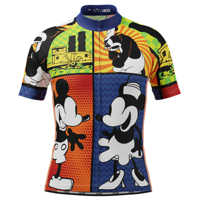 Herren Steamboat Willie Comic Vignettes Kurzarm Fahrradtrikot