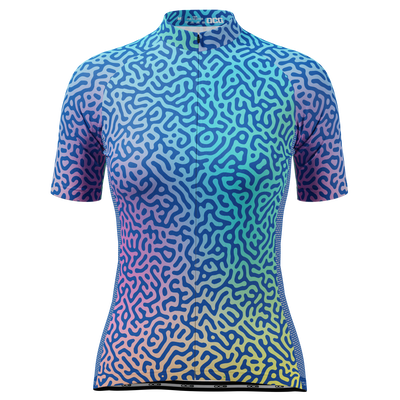 Maillot de cyclisme à manches courtes en lignes organiques holographiques pour femmes
