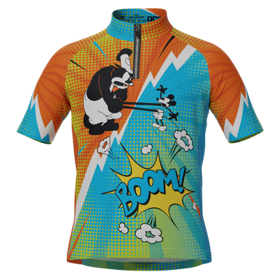 Kid's Steamboat Willie Comics Short Sleeve Cycling Jersey
