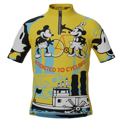 Kid's Steamboat Willie-Addicted to Cycling Short Sleeve Cycling Jersey