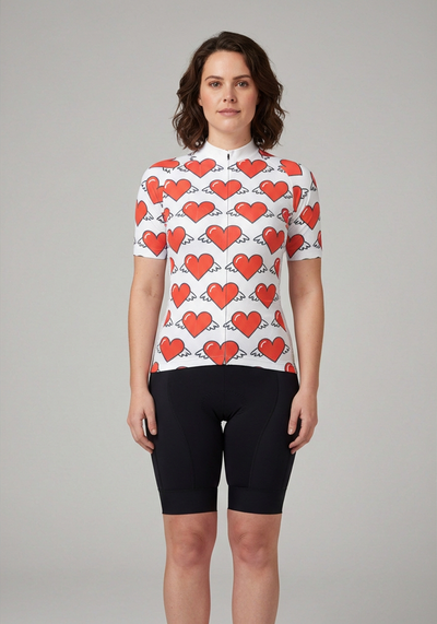 Womens Heart Angels White Cycling Jersey - _default - front view