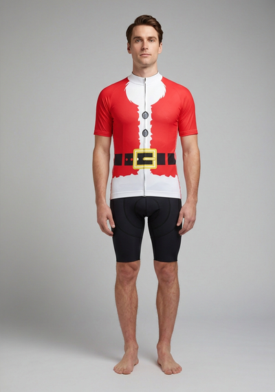Bearded Santa Claus Suit Christmas Cycling Jersey - _default - front view