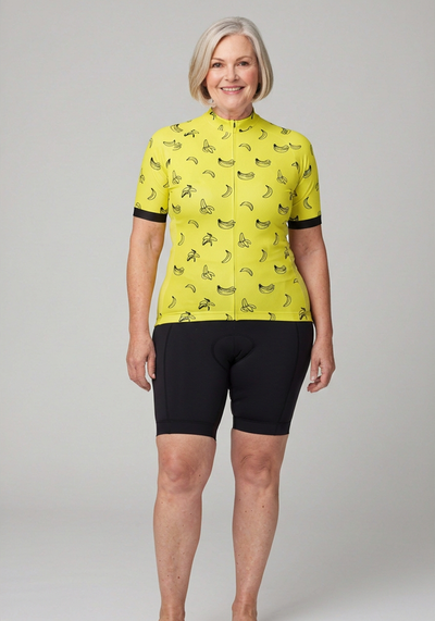 Womens Must Be Bananas Cycling Jersey - Yellow - front view