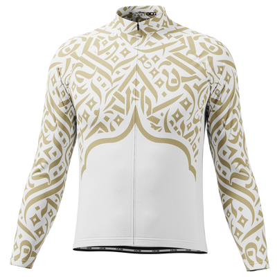 Men's Calligraphy Long Sleeve Cycling Jersey Premium Green Performance Gold