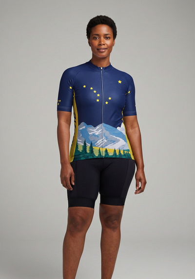 Womens Alaska Flag Short Sleeve Cycling Jersey - _default - front view