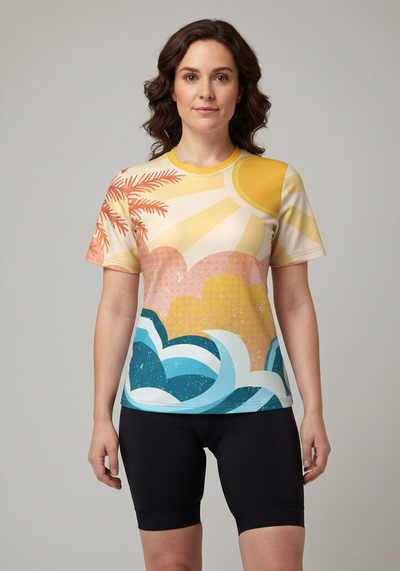 Org Tropical Sunrise Womens Technical Running Shirt - _default - front view