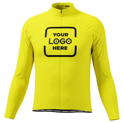 Men's Customizable With Your Logo Long Sleeve Cycling Jersey Premium Quality Yellow