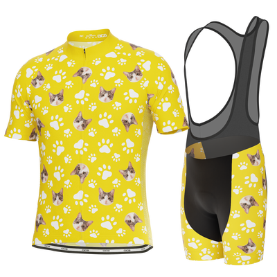 Men's Custom Pet Paws Cycling Kit Performance & Comfort Yellow
