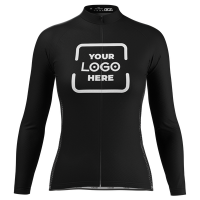 Women's Customizable With Your Logo Long Sleeve Cycling Jersey Quick-Dry Comfort Black
