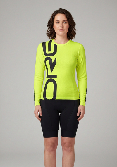 Org Neon Womens Long Sleeve Performance Shirt - Yellow - front view