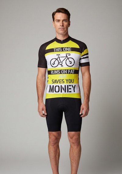 Mens Runs On Fat Short Sleeve Cycling Jersey - _default - front view