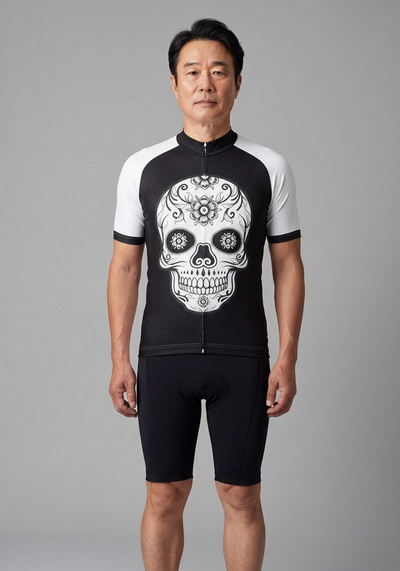 Mens Mexican Mask Short Sleeve Cycling Jersey - _default - front view
