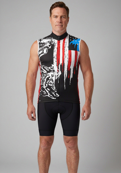 Mens Honor The Fallen Sleeveless Cycling Jersey - front view