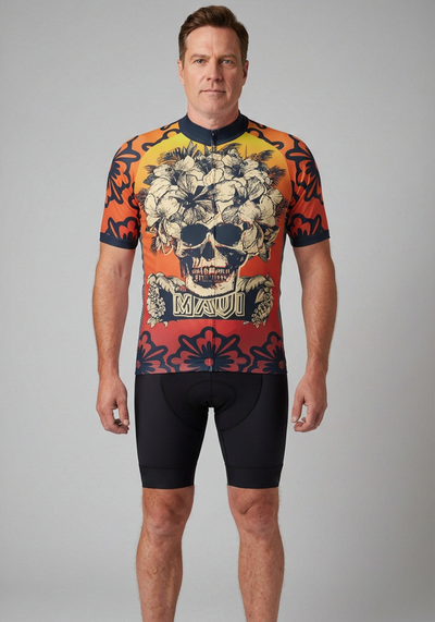 Mens Maui Skull Short Sleeve Cycling Jersey - front view