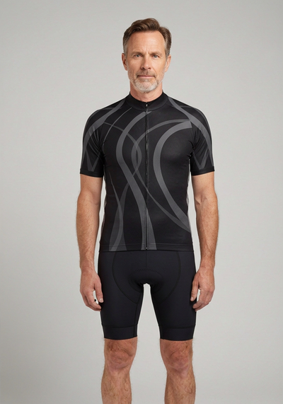 Mens Winding Road Black Cycling Jersey - _default - front view
