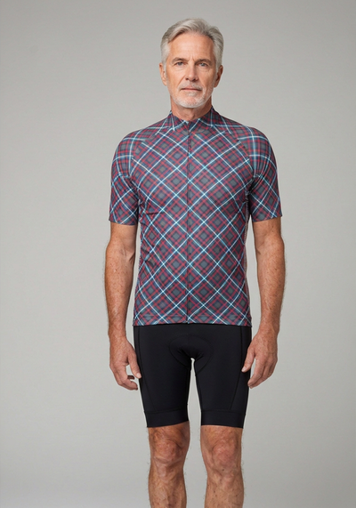 Mens Plaid Tartan Cycling Jersey - _default - front view