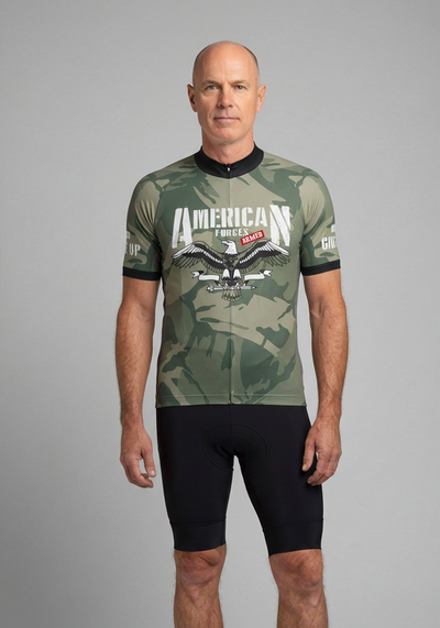 Mens American Armed Forces Short Sleeve Cycling Jersey - front view