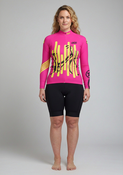 Womens Born To Ride Series 2 Long Sleeve Cycling Jersey - front view