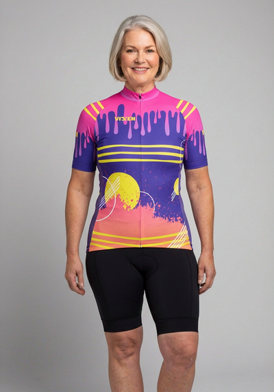 Vixen Womens Drips Splatters Short Sleeve Cycling Jersey - front view