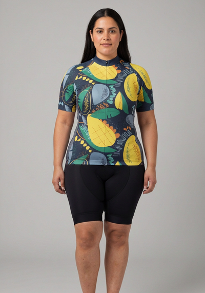 Womens Mango Fruit Indulgence Short Sleeve Cycling Jersey - front view
