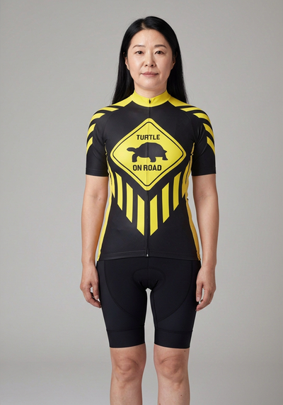 Womens Turtle On Road Short Sleeve Cycling Jersey - front view