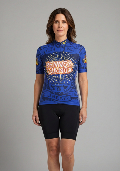 Womens Pennsylvania Usa State Short Sleeve Cycling Jersey - front view