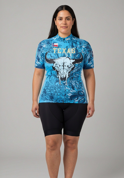 Womens Texas Longhorn Short Sleeve Cycling Jersey - front view