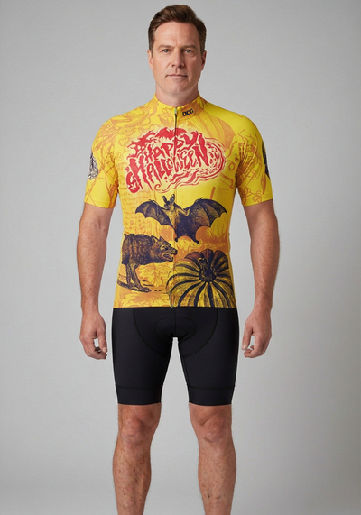 Mens Happy Halloween Short Sleeve Cycling Jersey - front view