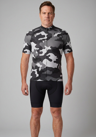 Mens Camouflage Short Sleeve Cycling Jersey - front view