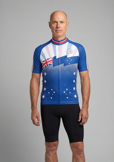 Mens World Countries Flag Australia Short Sleeve Cycling Jersey - front view