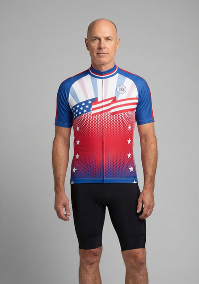 Mens World Countries Flag Usa Short Sleeve Cycling Jersey - front view