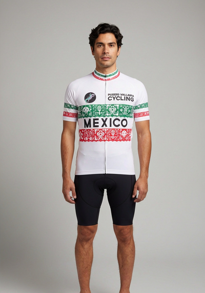 Mens Puerto Vallarta Mexico Pink Colorway Short Sleeve Cycling Jersey - front view