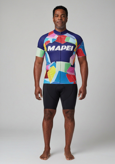 Mens Mapei Retro Classic Short Sleeve Cycling Jersey - front view
