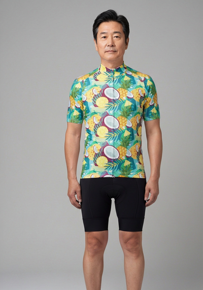 Mens Pina Colada Short Sleeve Cycling Jersey - front view