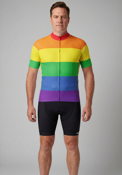 Mens Lgbt Classic Gay Pride Short Sleeve Cycling Jersey - front view