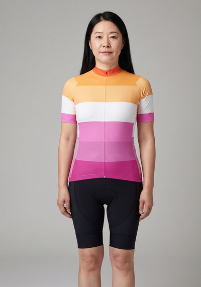 Womens Lgbt Lesbian Pride Short Sleeve Cycling Jersey - front view