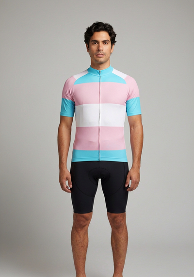 Mens Lgbt Trans Pride Short Sleeve Cycling Jersey - front view