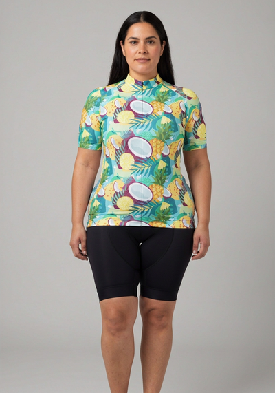 Womens Pina Colada Short Sleeve Cycling Jersey - front view