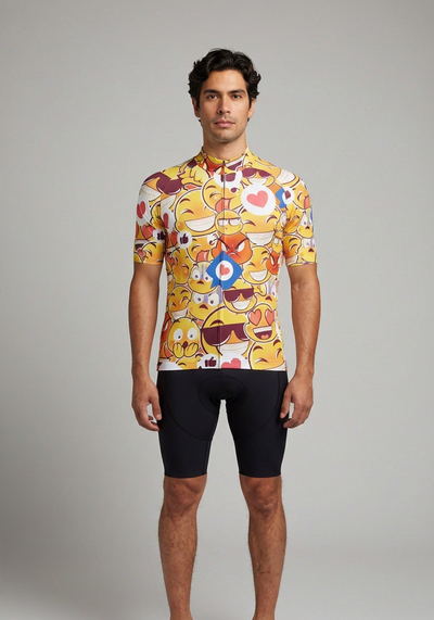 Mens Emojis Mayhem Short Sleeve Cycling Jersey - front view