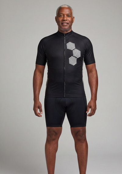 Mens Hexagon Short Sleeve Cycling Jersey - White - front view