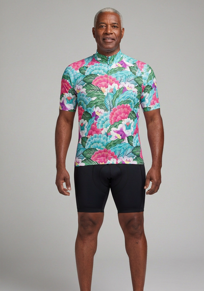 Mens Camelias Short Sleeve Cycling Jersey - front view