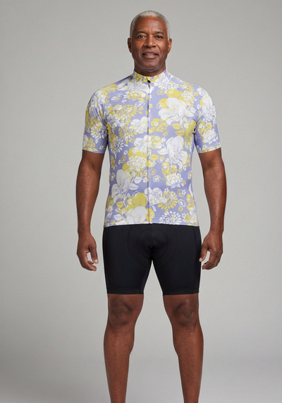 Mens Hawaii Florals Short Sleeve Cycling Jersey - front view