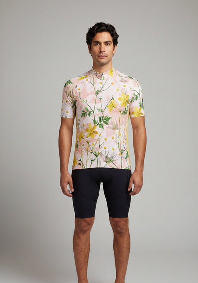Mens Daisies Short Sleeve Cycling Jersey - front view