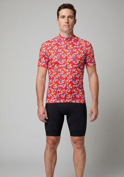 Mens Ditsy Florals Ss Short Sleeve Cycling Jersey - front view