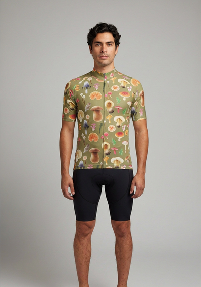 Mens Mushrooms Short Sleeve Cycling Jersey - front view