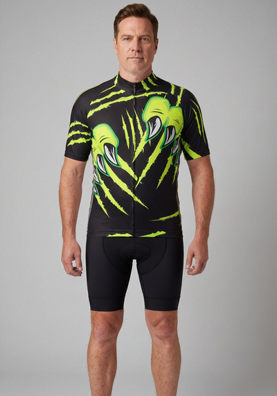 Mens Scratch Marks Short Sleeve Cycling Jersey - Black - front view