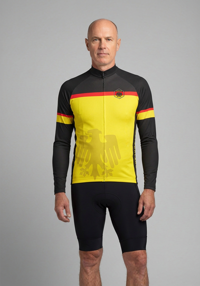 Mens Germany Deutschland Long Sleeve Cycling Jersey - front view